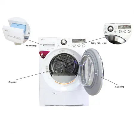 Máy Sấy Ngưng Tụ LG Inverter 8 Kg DR-80BW 2