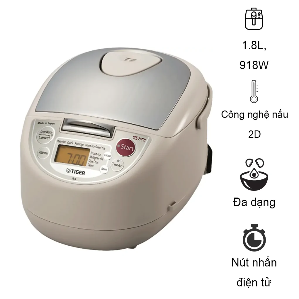 Nồi Cơm Điện Tử Tiger JBA-T18W 1.8 lít - Nhật Bản