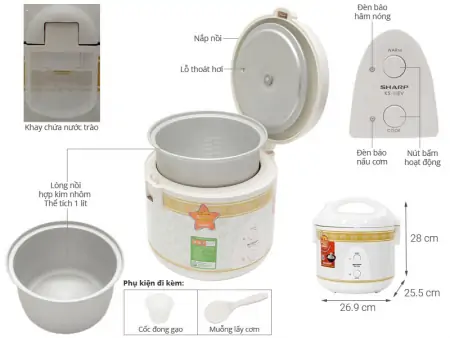 Nồi Cơm Điện Sharp KS-11ETV"RB" 1 lít 4