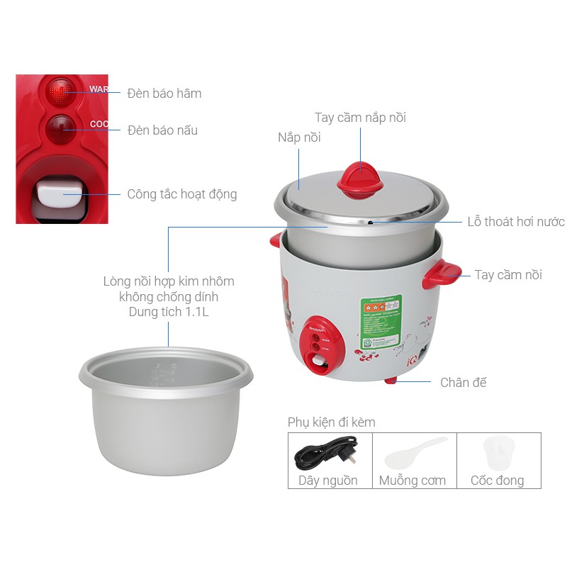 Nồi Cơm Điện Sharp KSH-D06V 0.6 Lít 2