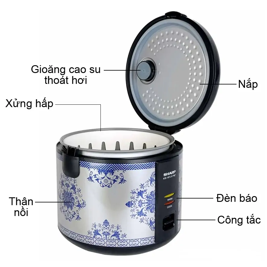 Nồi Cơm Điện Sharp KS-19TJV "BC" 1.8 Lít 0