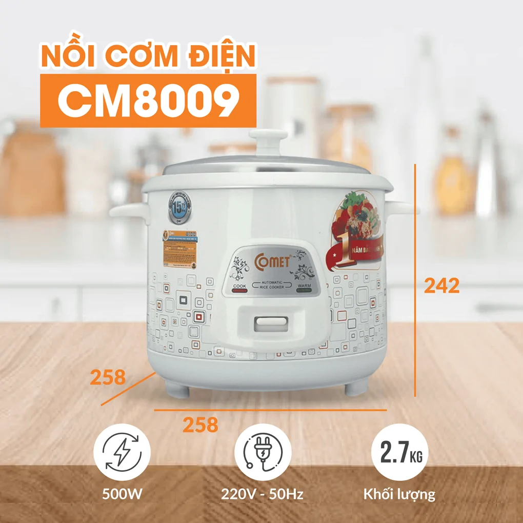 Nồi Cơm Điện Comet CM8009 1.2 Lít 5