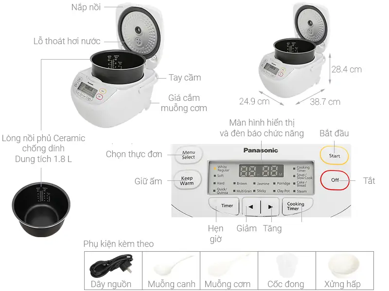 Nồi Cơm Điện Panasonic SR-CL188WRA 1.8 lít 5