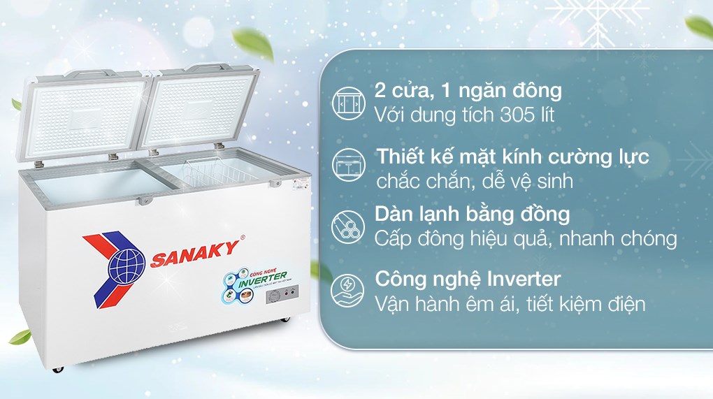 Tủ Đông Sanaky Inverter 305 Lít VH-4099A4K 0