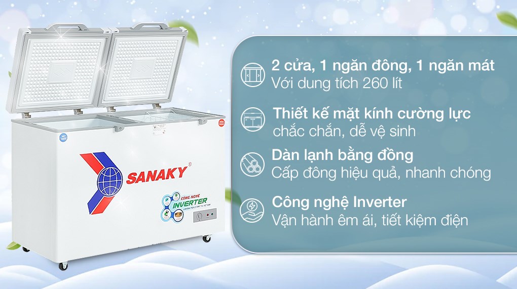 Tủ Đông Mát Sanaky Inverter 260 Lít VH-3699W4K 0