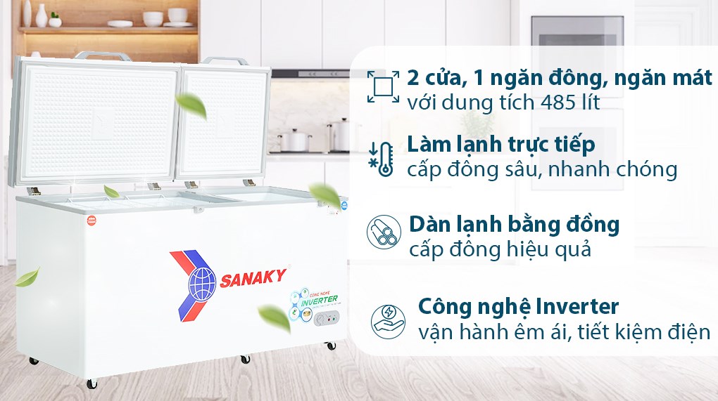 Tủ Đông Mát Sanaky Inverter 485 Lít VH-6699W3 0