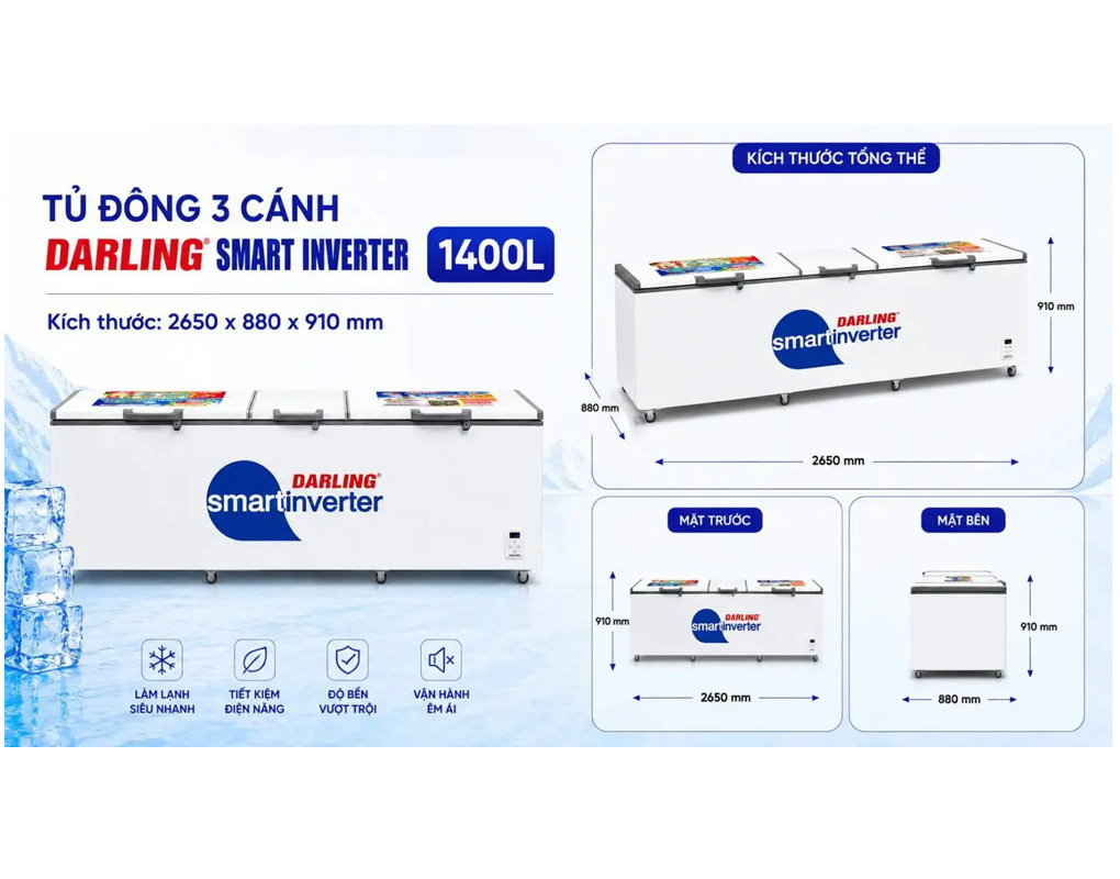 Tủ Đông Darling Inverter 1400 Lít DMF-1279ASI 0