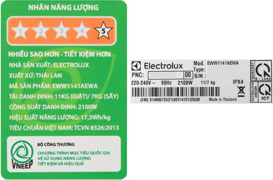 Máy Giặt Sấy Electrolux Inverter 11/7 Kg EWW1141AEWA 3