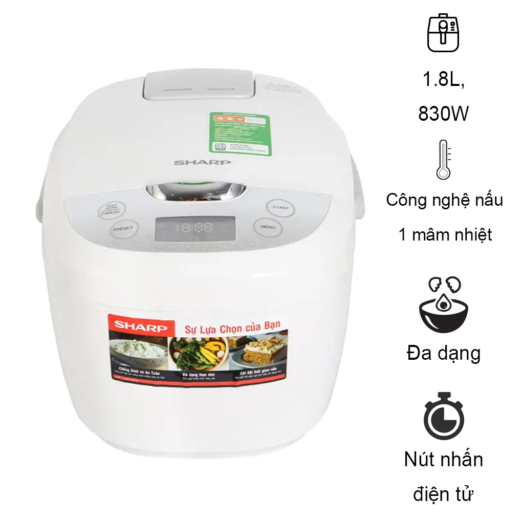 Nồi Cơm Điện Tử Sharp KS-COM185EV-SL 1.8 lít