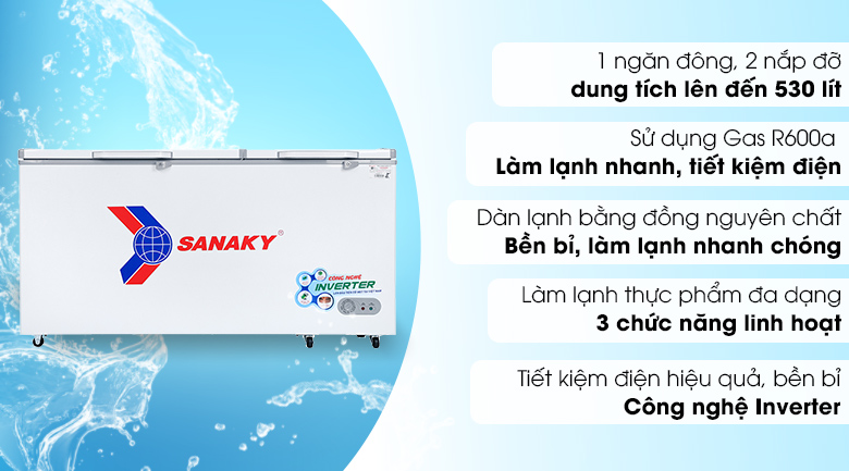 Tủ Đông Sanaky Inverter 530 Lít VH-6699HY3 0
