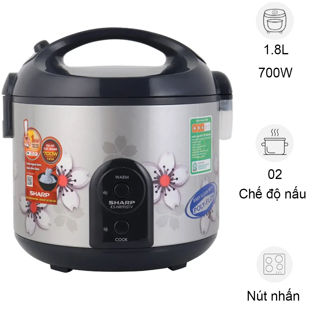 Nồi Cơm Điện Sharp KS-NR191STV "SS" 1.8 Lít