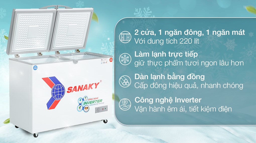 Tủ Đông Mát Sanaky Inverter 220 Lít VH-2899W3 0