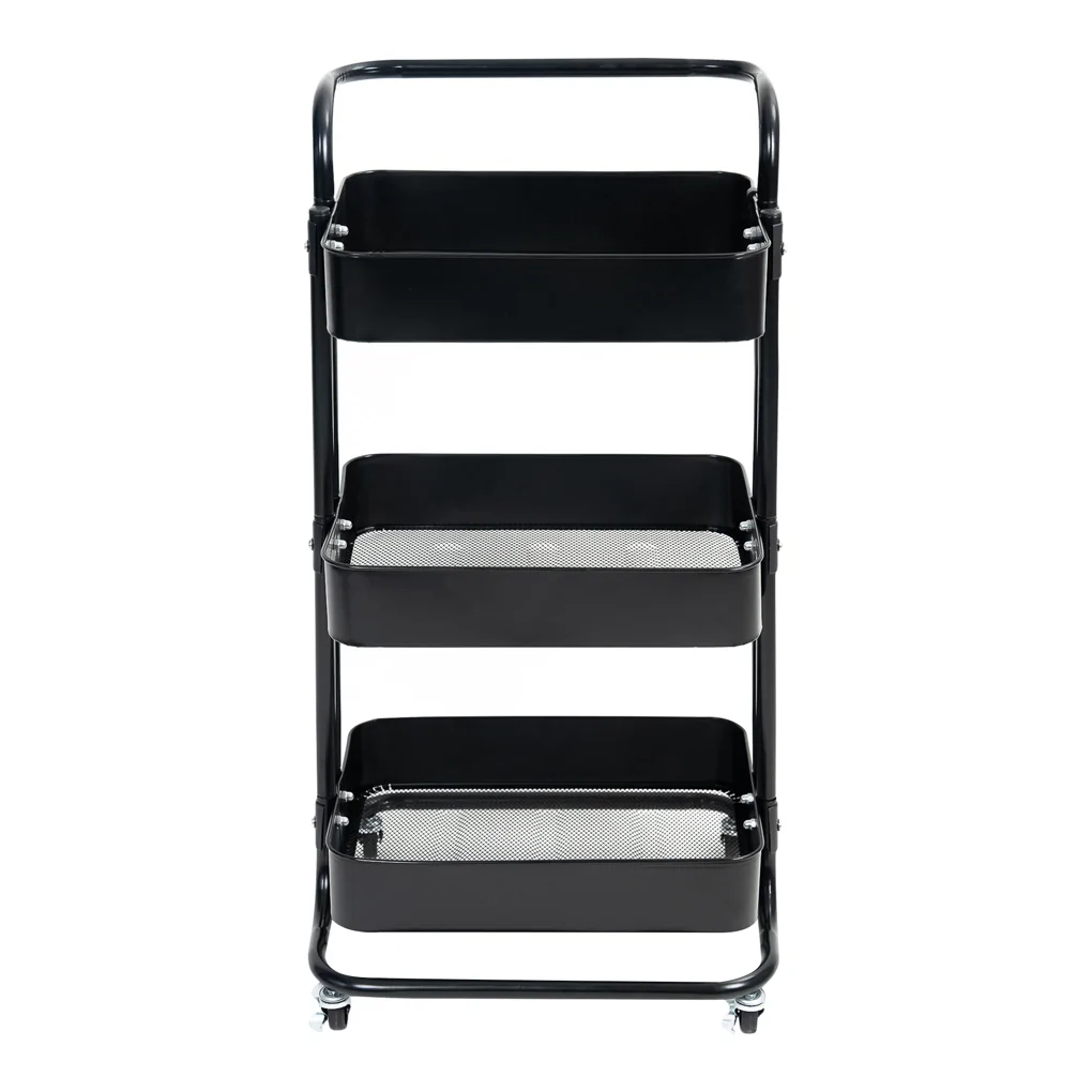 Kệ Xếp 3 Tầng Kim Loại Có Bánh Xe ECOSF3 Đen 7