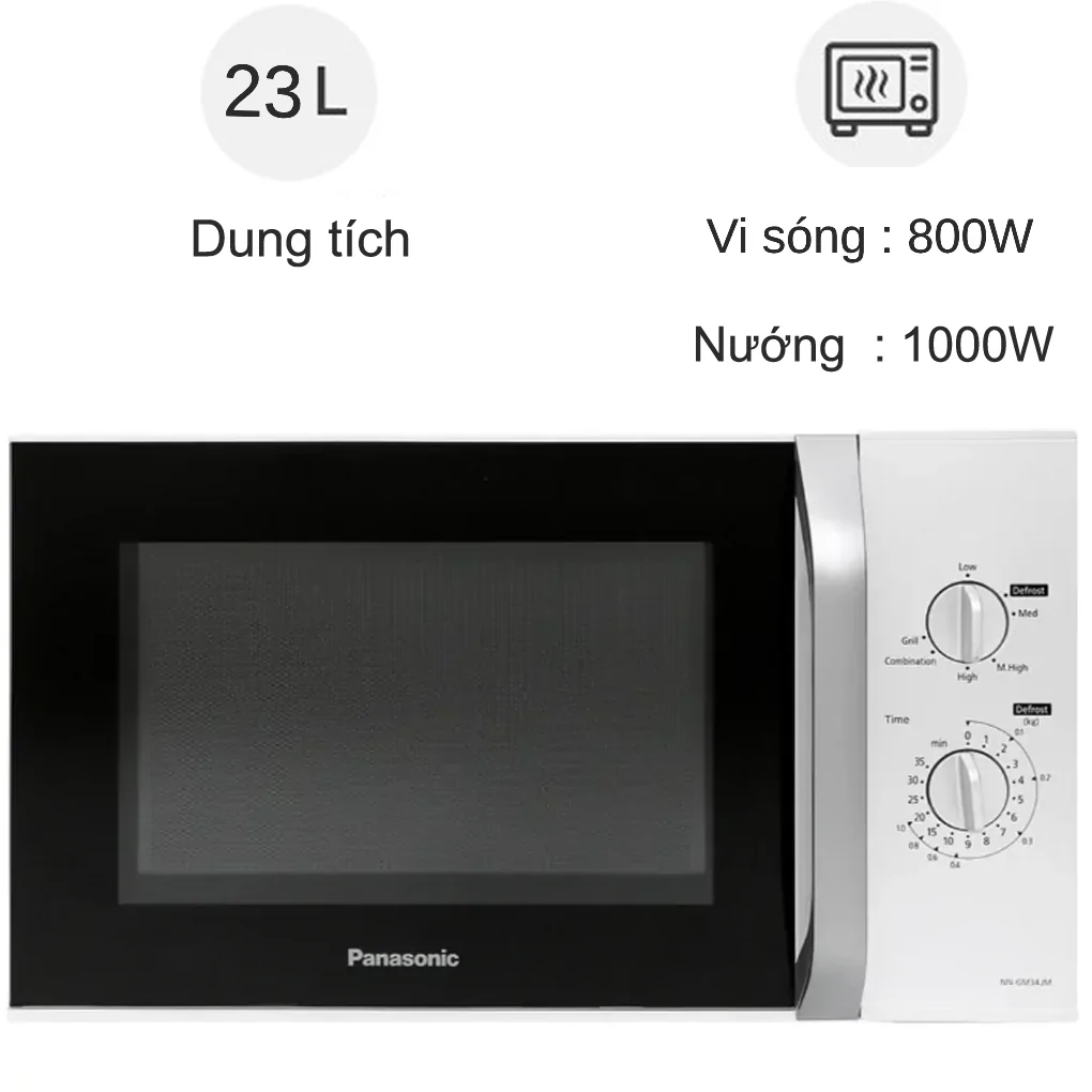 Lò Vi Sóng Kết Hợp Nướng Panasonic NN-GM34JMYUE 23 lít