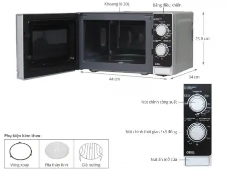 Lò vi sóng Sharp R-G223VN-SM 20 lít 1
