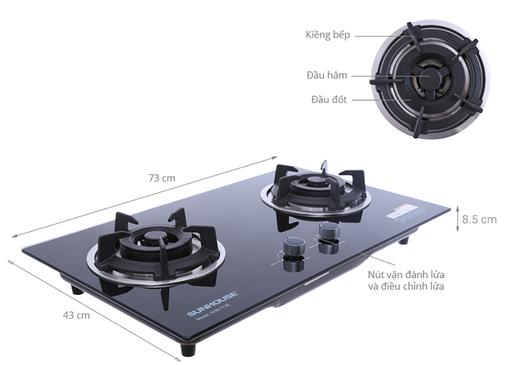 Bếp gas âm đôi Sunhouse SHB7736 4