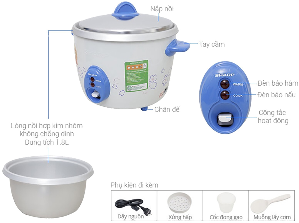 Nồi Cơm Điện Sharp KSH-D28V 2.8 Lít 3