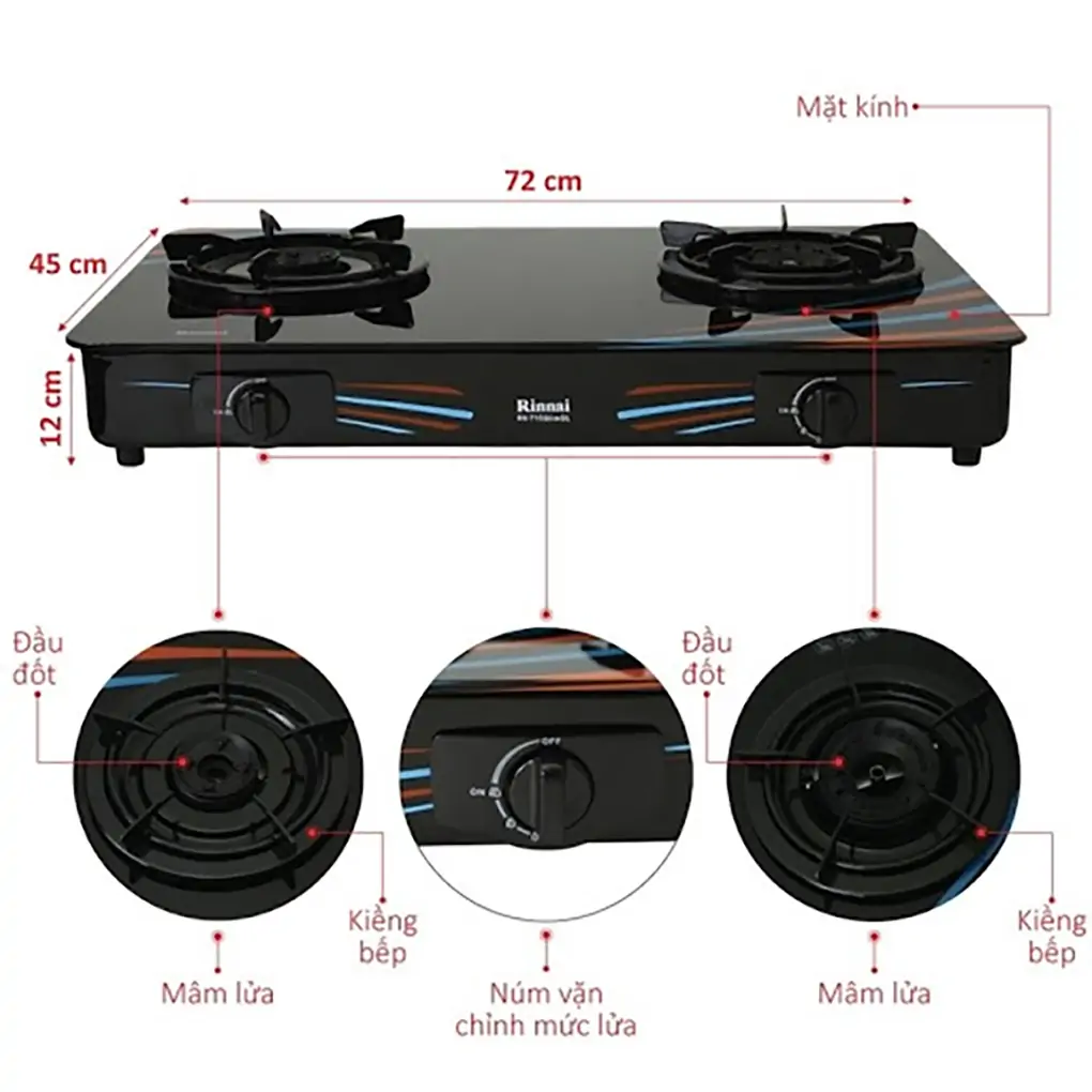 Bếp gas đôi Rinnai RV-715SLIM(GL-SC) 3
