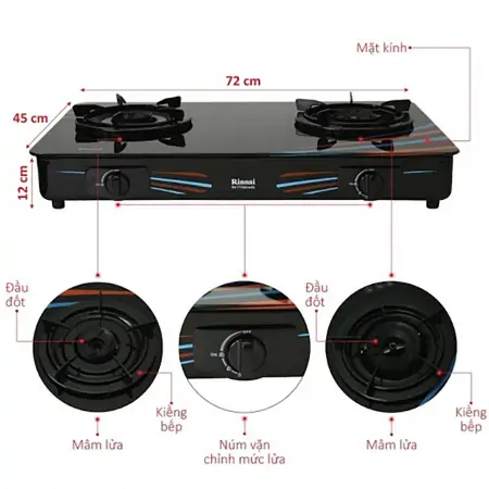 Bếp gas đôi Rinnai RV-715SLIM(GL-SC) 3