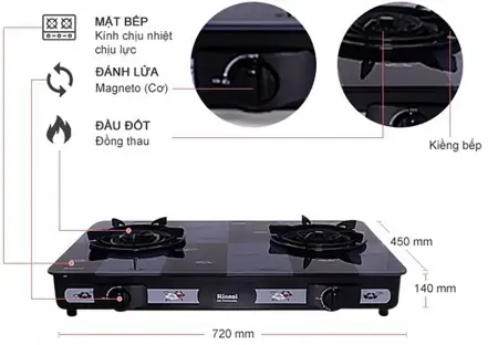 Bếp gas đôi Rinnai RV-715SLIM(GL-PE) 4