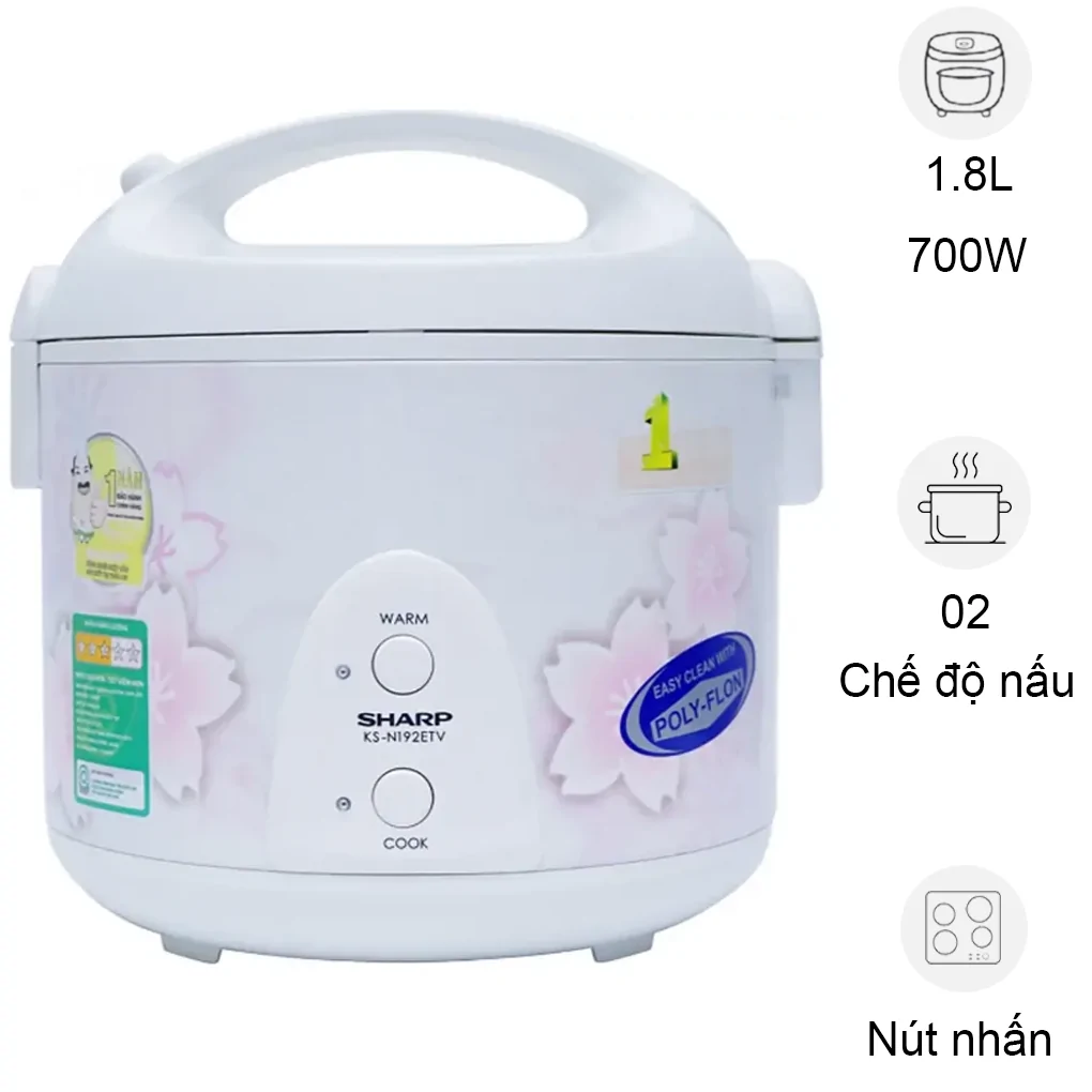 Nồi Cơm Điện Sharp KS- N192ETV SP 1.8 lít