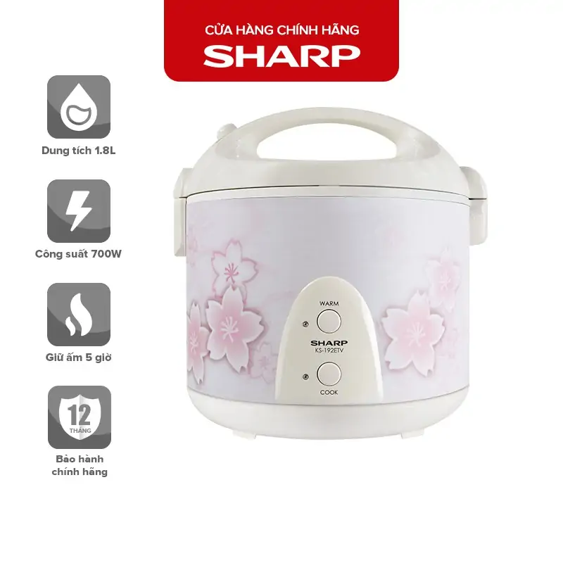 Nồi Cơm Điện Sharp KS- N192ETV SP 1.8 lít 0