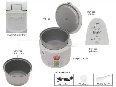 Nồi Cơm Điện Sharp KS- N192ETV SP 1.8 lít 1