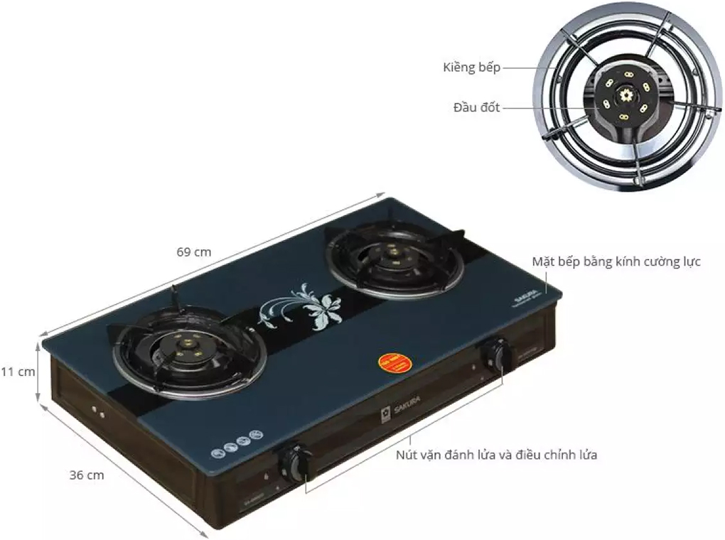 Bếp gas đôi Sakura SA-690GH 3