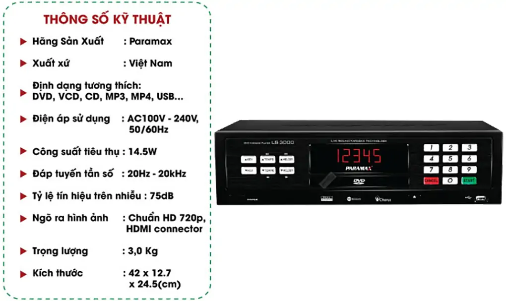 Đầu Karaoke Paramax LS3000 3