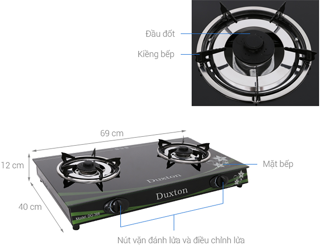 Bếp gas đôi Duxton DG-366 4