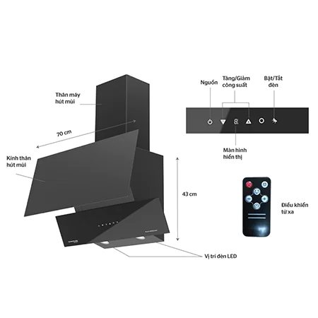 Máy hút mùi cao cấp vách kính Sunhouse MAMA MMB6819MT 1