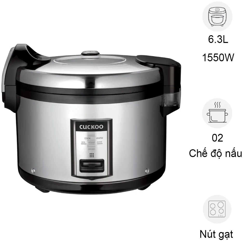 Nồi Cơm Điện Cuckoo CR-3521 6.3 Lít Màu Đen - Hàn Quốc