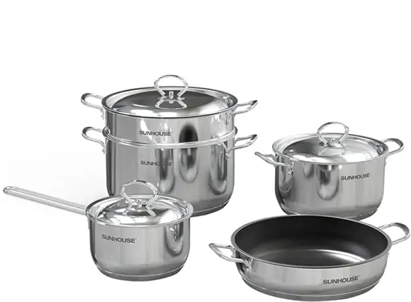 Bộ nồi chảo inox 5 đáy Sunhouse SHG995