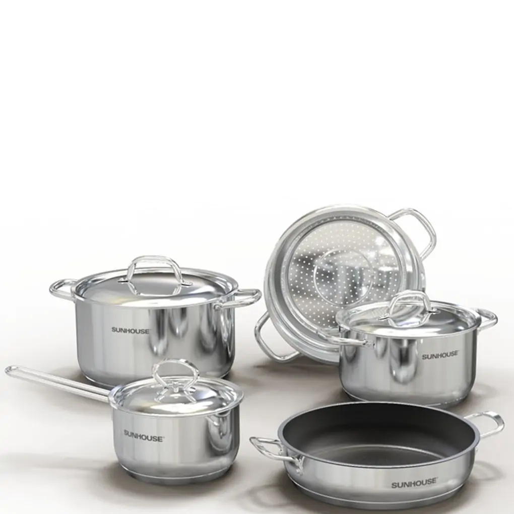 Bộ nồi chảo inox 5 đáy Sunhouse SHG995 2