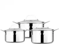 Bộ nồi inox cao cấp 3 lớp đáy liền 3 món Elmich 16-20-24 cm