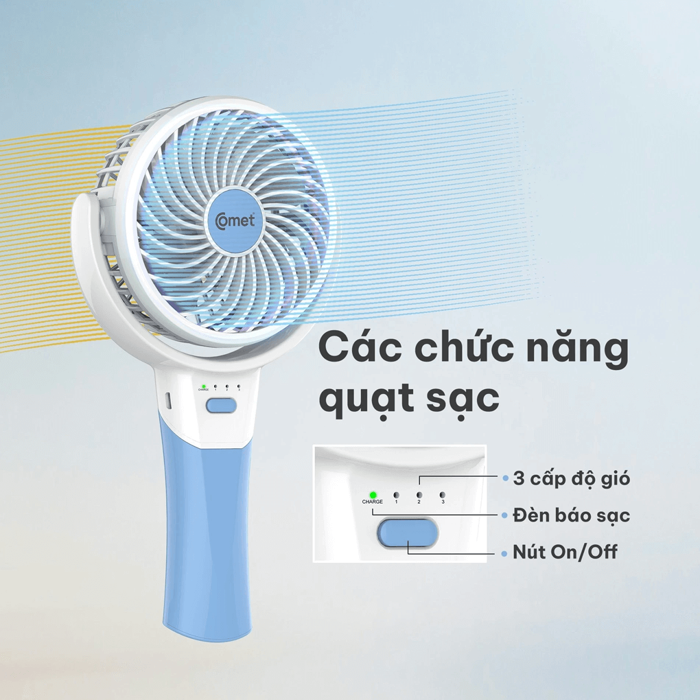 Quạt sạc Comet CRF0904 6