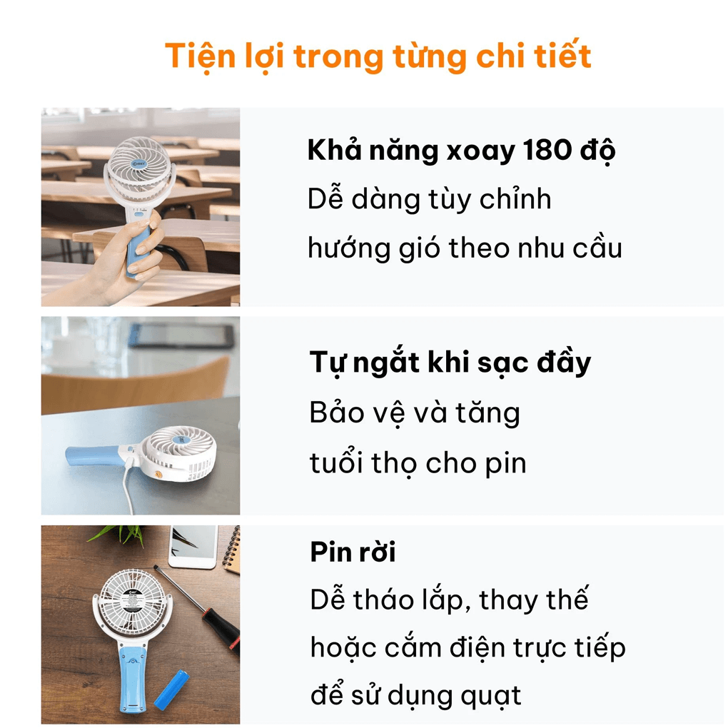 Quạt sạc Comet CRF0904 7
