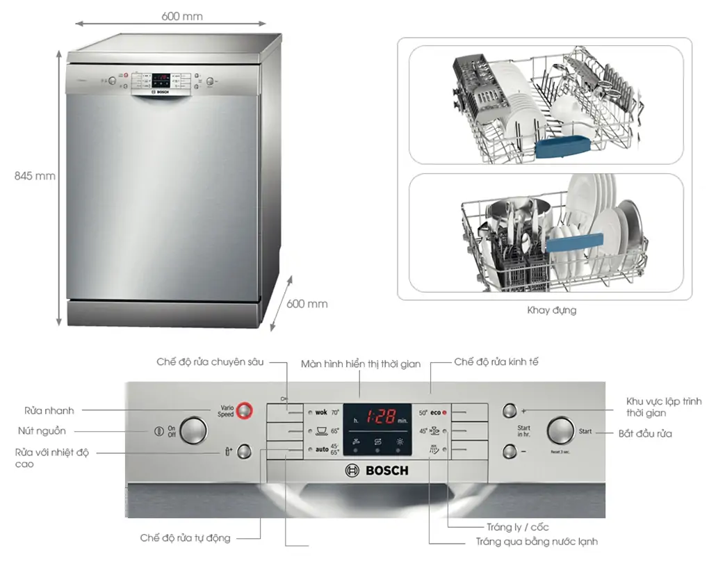Máy Rửa Chén Bosch SMS63L08EA Series 6 - Châu Âu 3