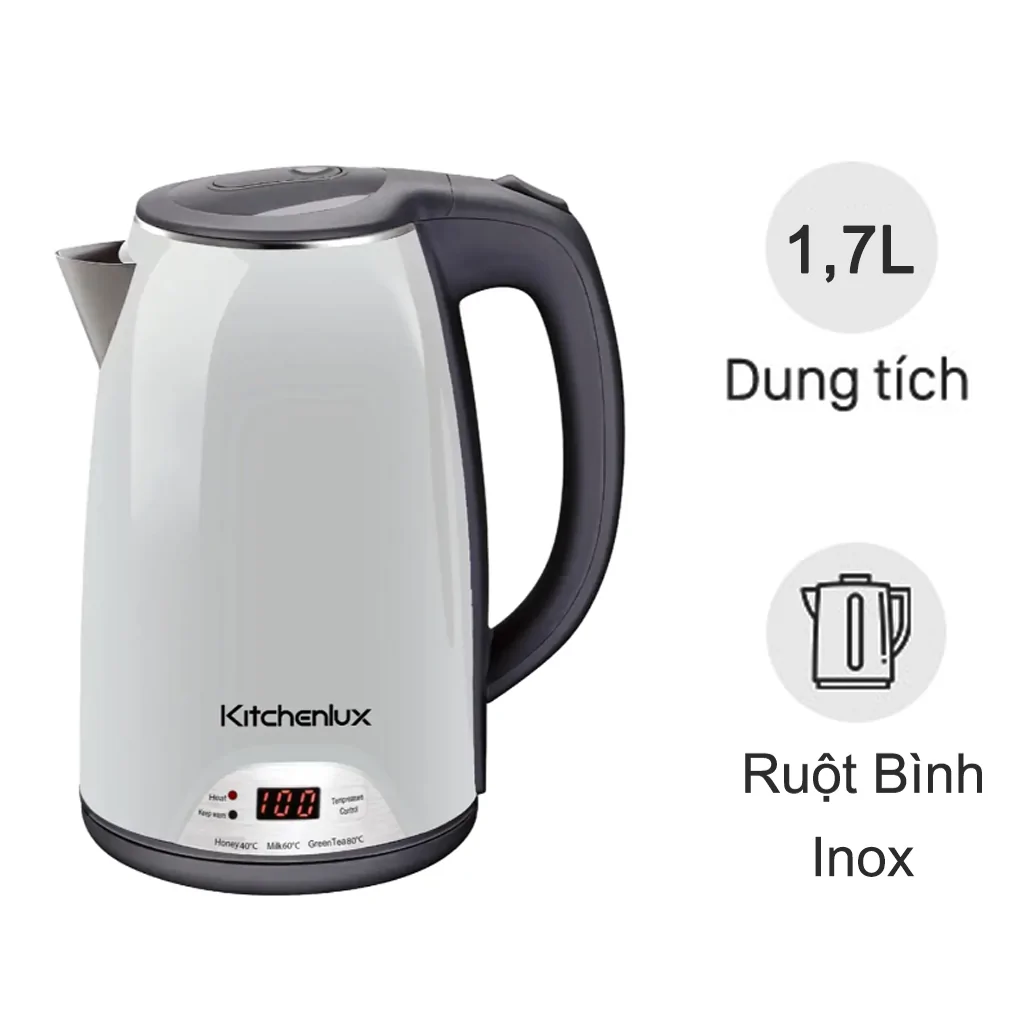 Bình đun siêu tốc 1.7 lít Kitchenlux D1017EK (Sản phẩm trưng bày)