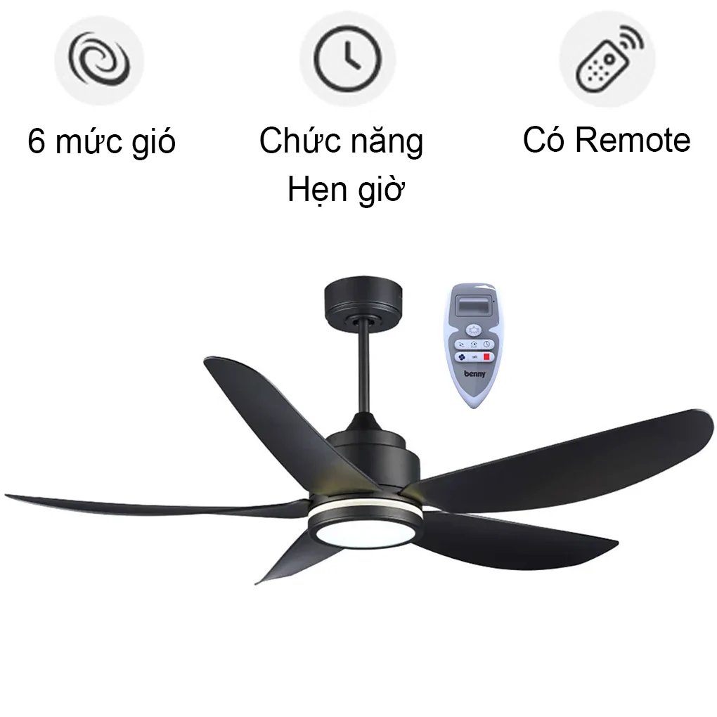 Quạt trần BENNY BFC52LUXW, màu cà phê