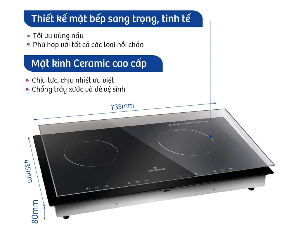 Bếp từ - hồng ngoại đôi Bluestone ICB-6811 3200W 1