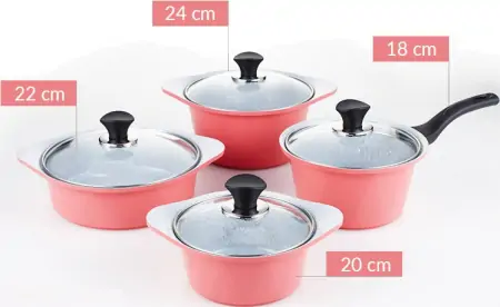 Bộ Nồi Chống Dính Đáy Từ 4 Món Ecoramic GEIH4 24-22-20-18cm 0