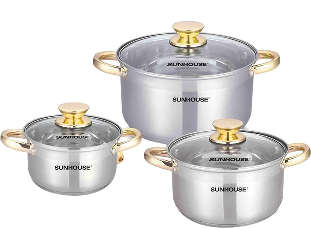 Bộ nồi inox 5 đáy Sunhouse SH781 16-20-24 cm