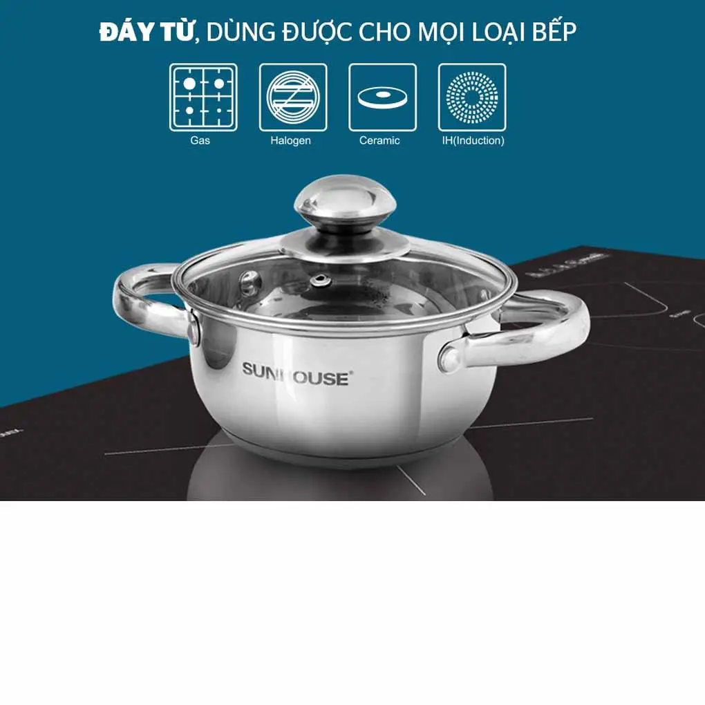 Bộ nồi inox 3 đáy Sunhouse SH334 16-20–24 cm 0