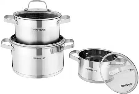 Bộ nồi inox 5 đáy Sunhouse SH780 16-20-24 cm 0