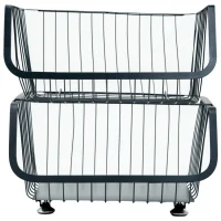 Bộ Rổ Kim Loại Có Bánh Xe 2 Tầng ECORS02A