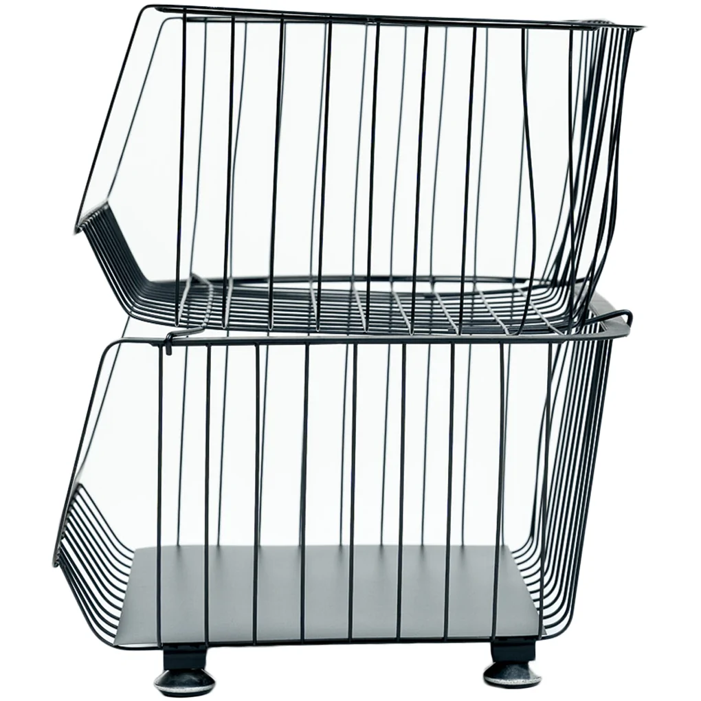 Bộ Rổ Kim Loại Có Bánh Xe 2 Tầng ECORS02A