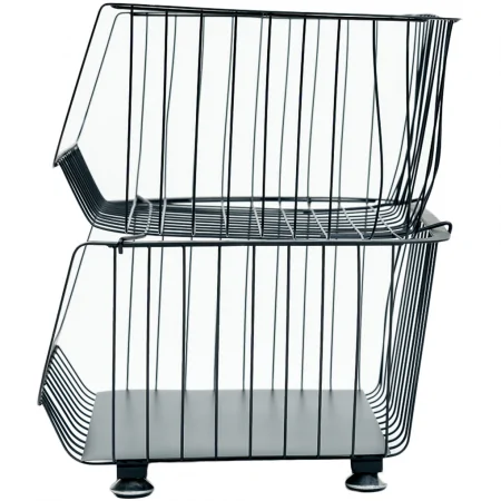 Bộ Rổ Kim Loại Có Bánh Xe 2 Tầng ECORS02A 0