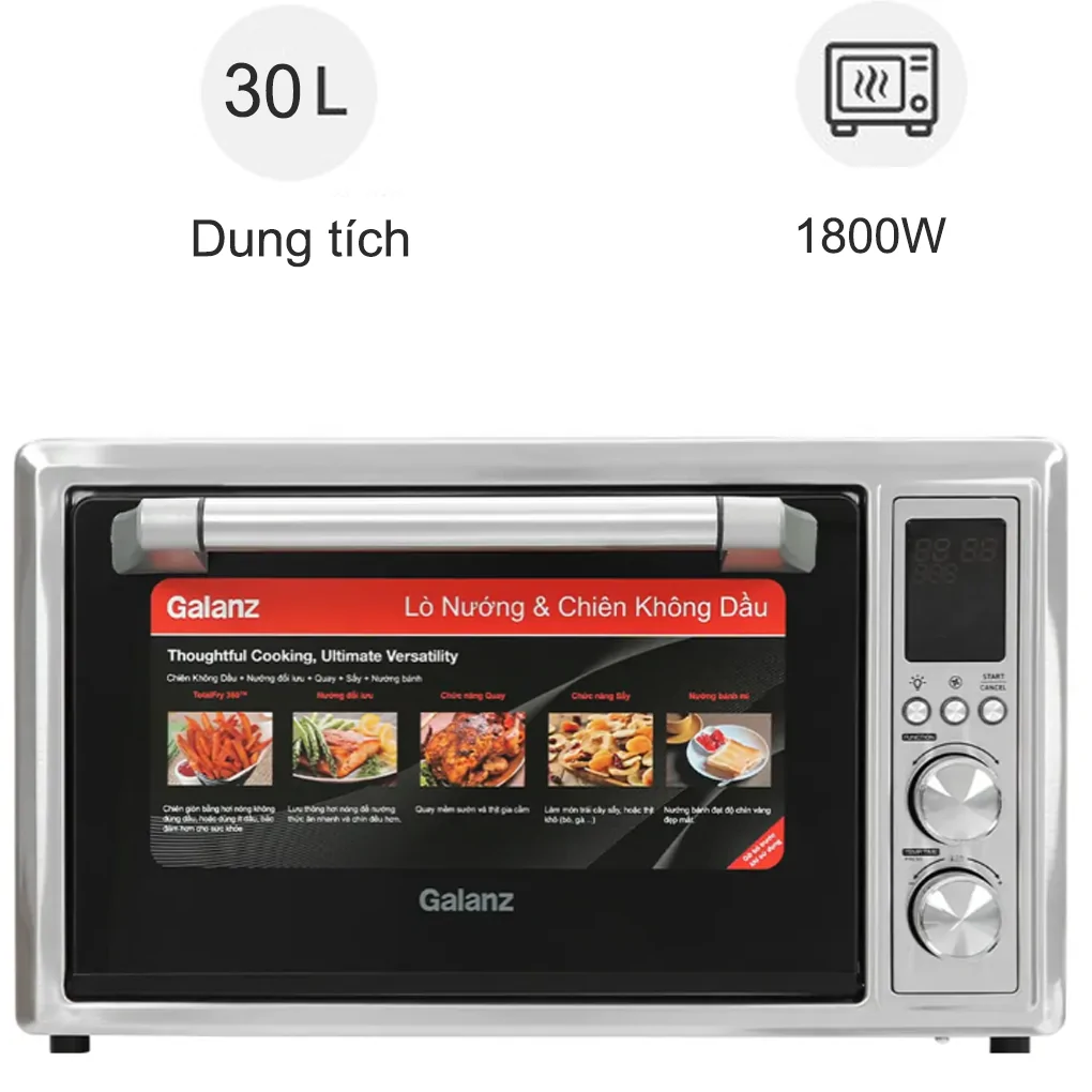 Lò nướng kết hợp chiên không dầu Galanz KF1830ELQ-H12U 30 lít (Sản phẩm trưng bày)