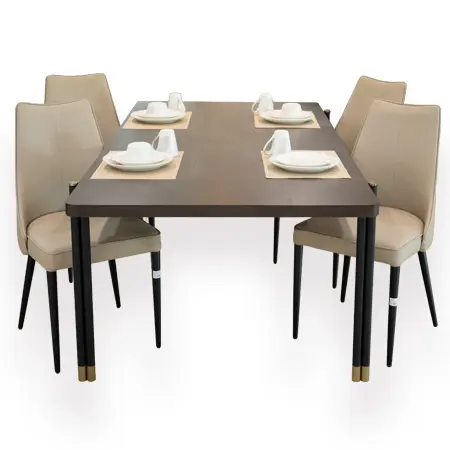 Bộ Bàn Ăn BOSA CP1710D-V71/SS4/SS7 Nâu Đậm + 4 Ghế Ăn BOSA CPMK113-63-SS4 Kem